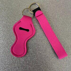NWOT 2 Piece Neoprene Wristlet & Lip Balm Keychain Set